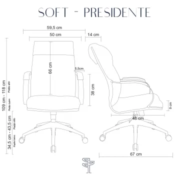 Soft - Presidente Giratória Marrom Café