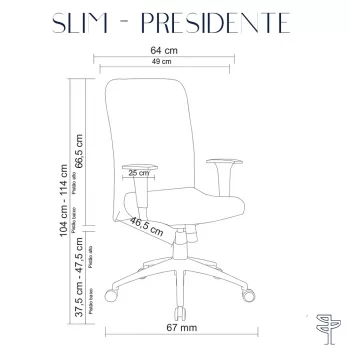 Slim - Presidente Giratória Cromada Preta